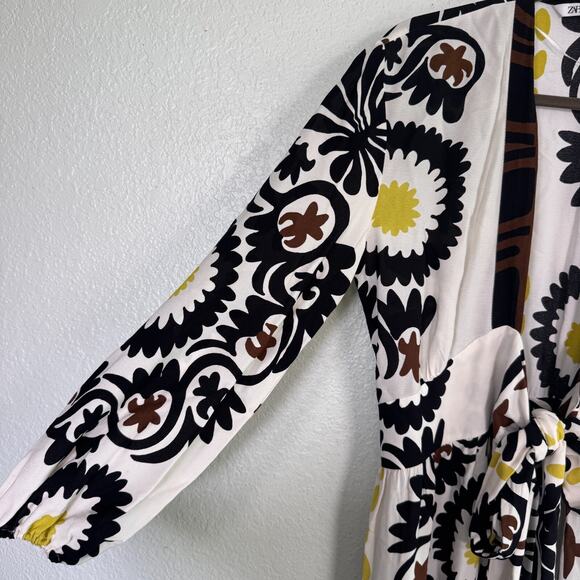 Zara Wrap Dress Womens Small Printed Maxi Kimono Boho Resort Cruise Blogger Fave - Picture 7 of 15